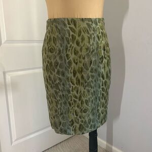 Liz Claiborne Green Patterned Knee Length Skirt